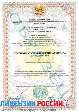 Образец сертификата соответствия аудитора №ST.RU.EXP.00014299-1 Грозный Сертификат ISO 14001